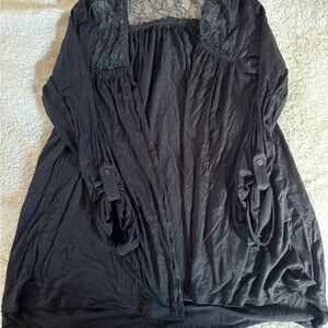 Ella Moss Black Lace-Overlay Cardigan